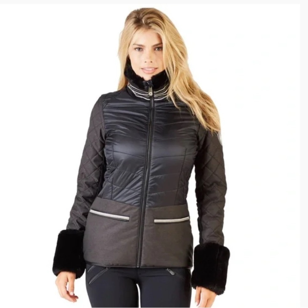 Alp N Rock Black Quilted Jacket with Detachable Faux Fur Cuffs